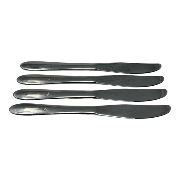 4 Everlasting Stainless Atomic Star Flatware EVR1 Solid Handle Dinner Knives 8" - Picture 7 of 9